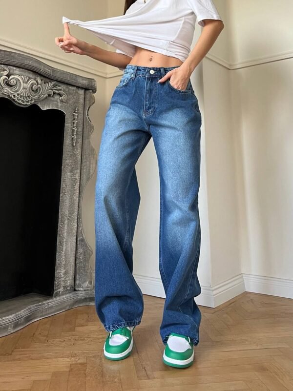 Blue Wash Baggy Jeans - Image 2